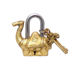 Padlock-01Y Brass Padlock - Lock with Keys - Working Functional - Brass Made Camel - Brass Finish - Product Image 1