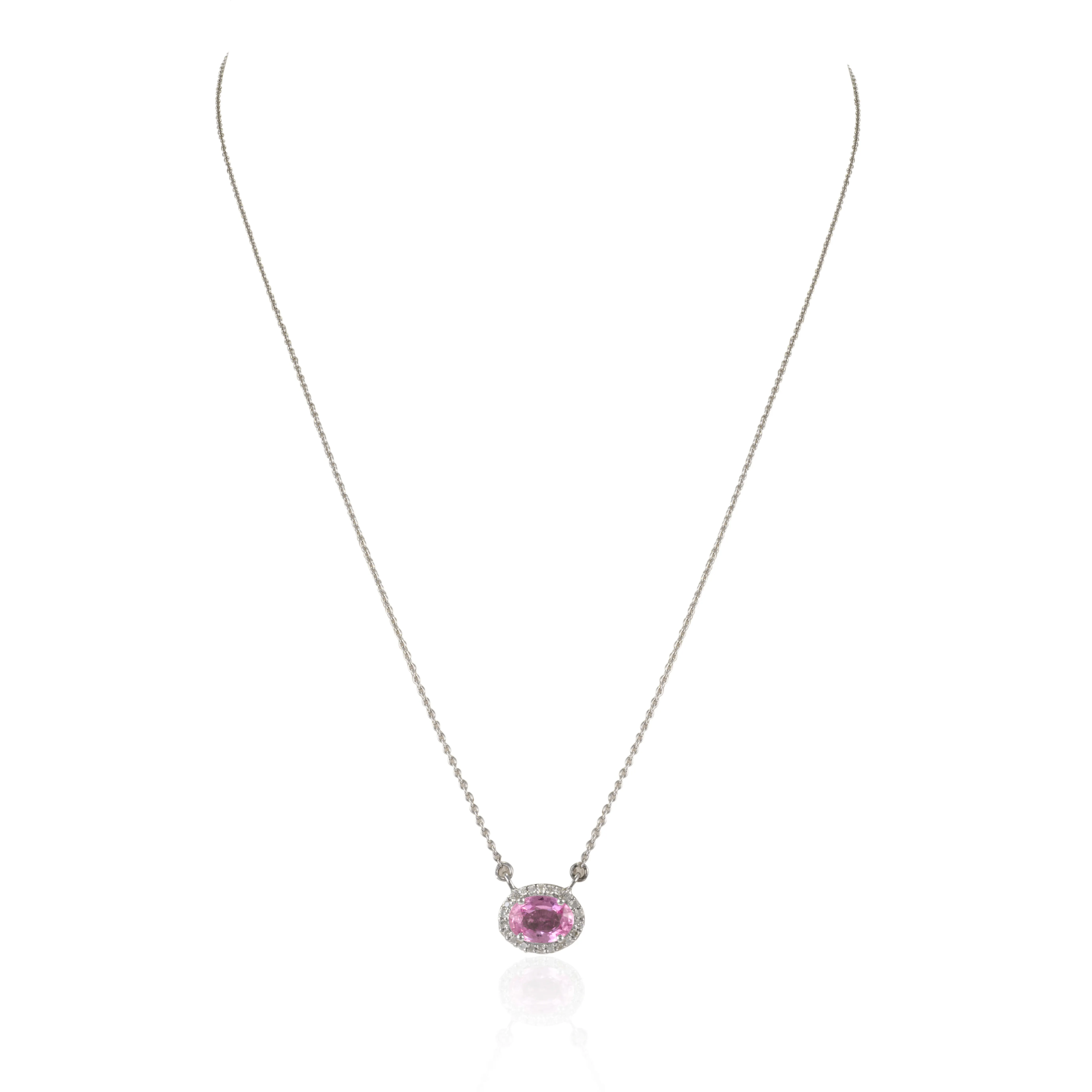 Ultima collezione di 100% fatti a mano collana di zaffiri e diamanti rosa naturale 14k oro bianco massiccio gioielli unici alla moda