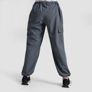 Pantalones Cargo de Cintura Alta para Mujer, Talla XL, Gris Claro, Lona Transpirable, Corte Holgado, Cintura Elástica, Diseño de Pierna Ancha, Coloridos y Arrugados - Product Image 2
