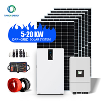 Système solaire domestique hors réseau Tianon 48V à phase divisée 20kW MPPT haute tension autonome avec batterie lithium-ion monocristalline
