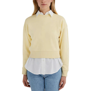 Sudadera de mujer al por mayor, jersey de cuello redondo personalizado de alta calidad, Sudadera corta de algodón en blanco, sudaderas de manga larga para mujer - Product Image 5