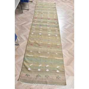 Turkish 2.7x10.1 ft <b>Runner</b> <b>Rug</b>, Vintage <b>Rug</b>, Kilim Brown Floral <b>Rug</b> - Product Image 1