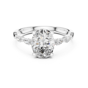 Elegante anillo de diamantes ovalado y marquesa con piedras cultivadas en laboratorio certificadas por IGI, ideal para Bodas de compromiso y joyería de lujo - Product Image 1