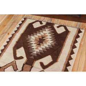 3.2x9.9 ft Rug, Vintage Turkish Rug, <b>Brown</b> Kilim <b>Wool</b> Rug - Product Image 5