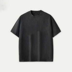 เสื้อยืดคอกลมสำหรับผู้ชายทรงโอเวอร์ไซส์ผ้าคอตตอนสไตล์สตรีทแขนสั้น100% ผ้าเจอร์ซีย์คุณภาพสูงผ้าเจอร์ซี่ - Product Image 5