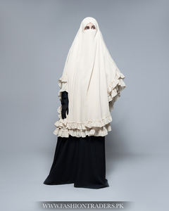 Vestido de hiyab Khimar con volantes hecho a mano para mujeres musulmanas, tela de poliéster transpirable, ropa modesta para eventos islámicos y uso diario - Product Image 6