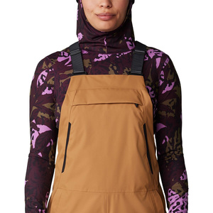 Baberos térmicos de esquí para mujer diseñados a medida con cremalleras impermeables de aislamiento completo y etiquetas con logotipo personalizado - Product Image 2