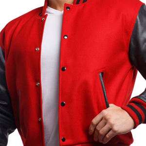 Chaquetas de hombre Varsity de otoño/invierno con parche de lana bordado manga de cuero genuino chaqueta de béisbol Varsity de talla grande - Product Image 5