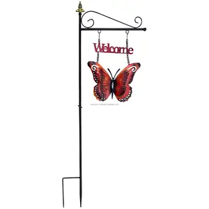 Customizable Unique Design Metal Iron Decorative Welcome Sign Garden Stake Or Plant Stake For Outdoor Decoration