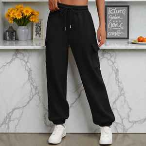Pantalon de jogging ample en toile pour femme, personnalisé OEM/ODM, style streetwear, chaud, respirant, séchage rapide, taille haute, vente en gros - Product Image 4