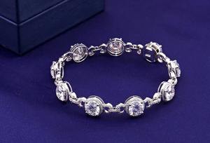 Moissanite Diamond <b>Bracelet</b> Round Brilliant Cut Color Moissanite <b>Bracelet</b> Style 925 <b>sterling</b> <b>silver</b> <b>Bracelet</b> - Product Image 2