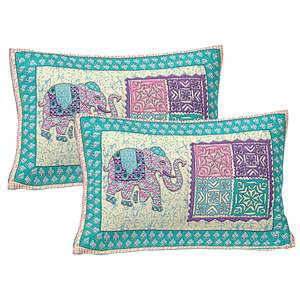 Turquoise Blue 100% Cotton 240 TC Bedsheet Set with 2 Pillow Covers Ethnic Motifs for Home Use (ADB1480) for 1 <b>King</b> <b>Size</b> Bed - Product Image 3