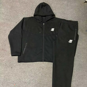 Survêtements surdimensionnés pour hommes en coton d'hiver pour hommes imprimés broderie usée sweat-shirt ensembles de survêtements lavés à l'acide - Product Image 1