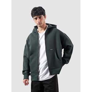 Sweat à capuche zippé en molleton French Terry vert Racing, 500 g/m², lavé aux enzymes, léger, avec motifs sérigraphiés, tailles XXS-XL - Product Image 5