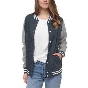 แจ็กเก็ตทีมกีฬาของผู้หญิงคุณภาพระดับพรีเมี่ยมแขนหนังแท้ระบายอากาศได้ดีดีไซน์แบบถักขนาดสั่งทำ - Product Image 2