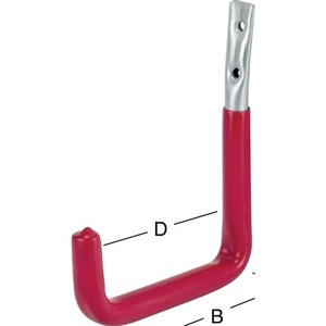 Gancho de Pared de Acero Galvanizado VORMANN en Forma de U de 150 mm con Revestimiento de Goma Roja para Colgar Ropa - Product Image 1