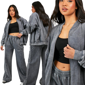 Conjunto de chándal cómodo con cremallera para mujer, chaqueta deportiva de dos piezas de cintura alta, pantalones elásticos para correr, Yoga al aire libre - Product Image 1