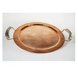 Bandeja Decorativa de Cobre Sólido con Asas de Latón para Uso en Hoteles y Restaurantes, Bandejas con Logotipo Personalizado en MOQ Bajo - Product Image 6