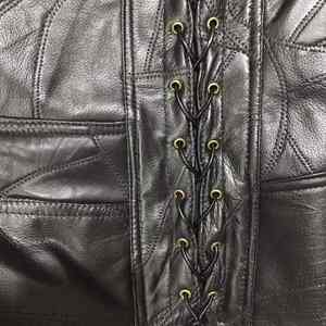Men's <b>Black</b> Leather Motorcycle <b>Vest</b> with Adjustable Side Laces Soft Sheepskin Biker <b>Vest</b>-OEM Supply - Product Image 4