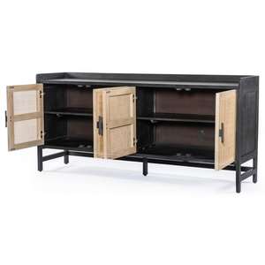 Buffet 4 portes en bois de manguier tiroirs de rangement Buffet armoire pour chambre maison bureau cuisine salon meubles ferme hôtel - Product Image 4