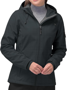 เสื้อแจ็คเก็ตผู้หญิงแบบมีฮู้ด ผ้า softshell กันน้ำ ระบายอากาศ กันลม น้ำหนักเบา ออกแบบมาสำหรับกิจกรรมกลางแจ้ง เดินป่า เล่นสกี สีพื้น - Product Image 5