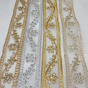Custom Made Mirror Embroidered Grosgrain <b>Ribbon</b> and Laces for Wedding Dress Designers and Trim Stores in Unique Colors - Product Image 1