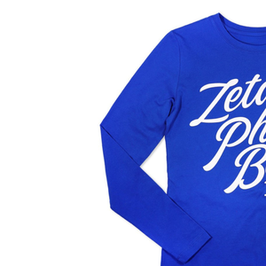 Zeta Phi Beta 1920 Script Logo T-shirt à manches longues bleu royal coton broderie vie grecque vêtements collège sororité porter - Product Image 2