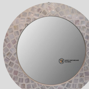 Miroir rond incrusté de nacre de luxe Design de coquille fabriqué à la main pour des intérieurs élégants - Product Image 3