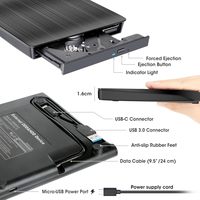 Reproductor de CD y DVD portátil con USB, grabadora de DVD y ROM, lector y escritor, regrabadora, unidad de disco óptico para ordenador portátil y PC de escritorio