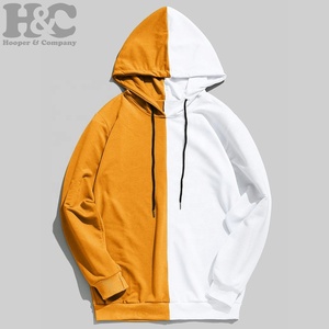 Sweat-shirts à capuche pour hommes, coupe classique, personnalisés en gros, poids lourd, imprimé, streetwear, mode, moitié noir, moitié blanc - Product Image 3