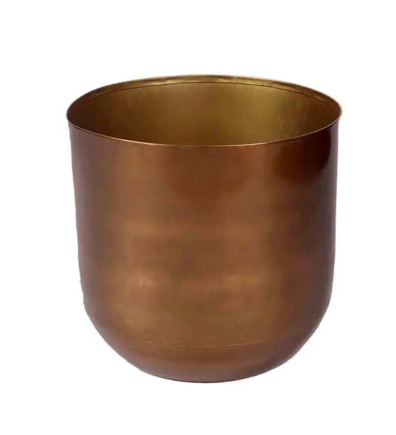 Qualidade superior compra on-line na índia, preços razoáveis, acabamento de cobre redondo, plantador de chão de metal para qualquer decoração de jardim