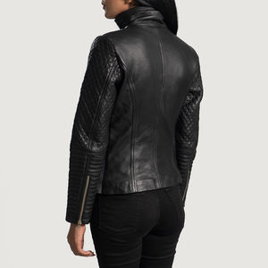 Chaqueta de cuero genuino para mujer con estilo de alta calidad, diseño ajustado, decoración bordada, chaqueta de cuero transpirable al por mayor - Product Image 4