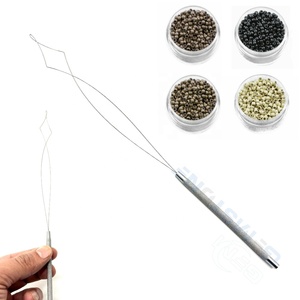 Double Loop Hair Extension Pulling Tool for Micro <b>Beads</b> & Nano Rings – Stainless Steel Professional Threader with Grip Handle - Product Image 4