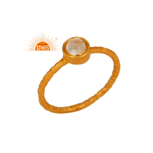Best Selling Sterling Silver 18K Gold Plated Natural Rainbow <b>Moon</b> Stone Gemstone Stackable <b>Ring</b> Demi Fine Jewelry Manufacturer - Product Image 1