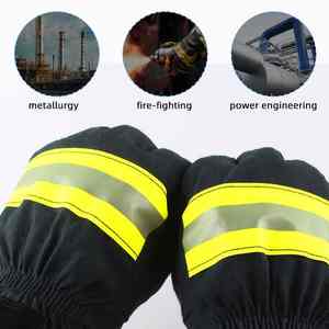 ถุงมือหนังแพะ/หนังวัวลายไม้ทนความร้อนการก่อสร้างกันรอยขีดข่วนทนไฟปลอดภัยสำหรับการดับเพลิง - Product Image 3