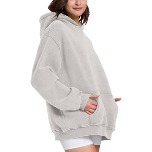 Sudadera con capucha de gran tamaño con lavado ácido para mujer, nueva llegada, Jersey holgado con cordón, sudaderas con capucha para mujer con lavado ácido - Product Image 4