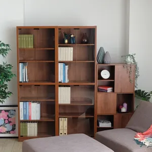 6-Unit <b>Bookcase</b> Display Cabinet <b>Bookcase</b> with Glass Cover for Living Room Entryway - Product Image 3