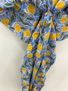 Rajasthan inspiré coton fait à la main Boho Caftan imprimé fleuri parole longueur peignoir robe Bikini couverture nuit porter des robes décontractées - Product Image 3