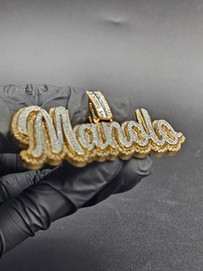 Colgante de Letra Inicial Personalizada con Diamantes Moissanite VVS Iced Out, Plata de Ley 925 con Baño de Rodio, Estilo Hip Hop Brillante - Product Image 5