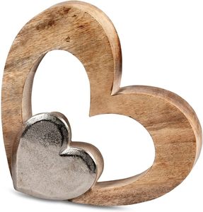 Wholesale Wood and Metal Couple Figurine Inside Heart Shape Frame Romantic Sculpture Home Tabletop <b>Decor</b> <b>Valentine</b> Gift Ornament - Product Image 1