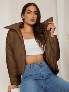 Women's Lightweight Satin Puffer Jacket <b>Winter</b> Breathable Plain <b>Coats</b> with Custom Logo Printing Manufacturer's Bubble <b>Thick</b> Down - Product Image 3