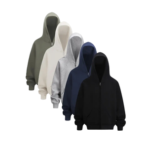 Sweat-shirt à capuche zippé graphique personnalisé pour hommes 100% coton bouffée impression coupe surdimensionnée automne saison tailles XS 6XL 3D Dot Logo pull pardessus - Product Image 2