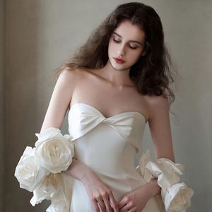 Элегантное атласное свадебное платье на одно плечо в стиле ретро «рыбий хвост», новая коллекция, изысканное, доступное в больших размерах для невест - Product Image 5