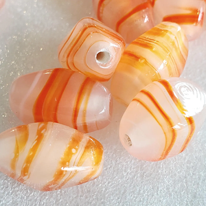 Lot en gros en vrac d'inspiration vintage blanc orange toupie perles de verre tchèque conception de tourbillons pour bijoux perles au chalumeau en cristal - Product Image 2