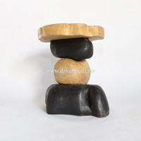 Tabouret empilable en racine de teck bicolore, tabouret en bois unique pour salon, meubles de maison décoratifs