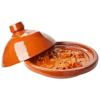 Tajine marocain artisanal écologique avec couvercle en argile, diamètre 20 cm, en argile naturelle, pour cuisinière à gaz MA