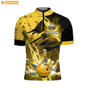 เสื้อกีฬาโบว์ลิ่ง Samavia USA เสื้อกีฬาผ้าโพลีเอสเตอร์เข้ารูปน้ำหนักเบา - Product Image 1