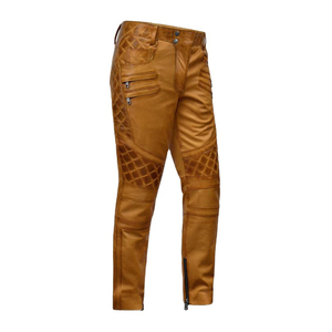 Pantalon en cuir de créateur de qualité supérieure motif droit léger Hip Hop Streetwear taille haute marque personnalisée braguette à boutons plate - Product Image 1