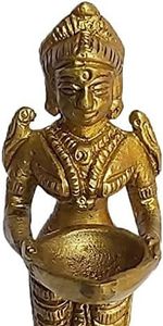 Home and <b>Kitchen</b> <b>Decors</b> a Pair of Brass Standing deeplaxmi showpiece for Pooja aarti Decor - Product Image 6