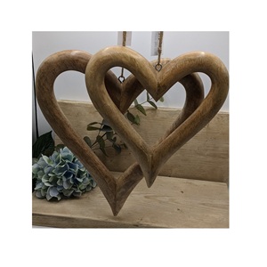 Rustic Wood Hanging Heart Best Christmas Decor Mini Wooden Shapes & Ornaments for Home Christmas and Hanging Decor - Product Image 1